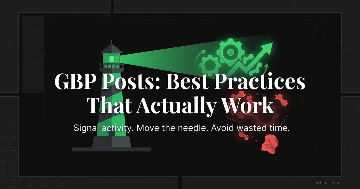 Google Business Profile dashboard showing the posts section with a weekly content calendar visible